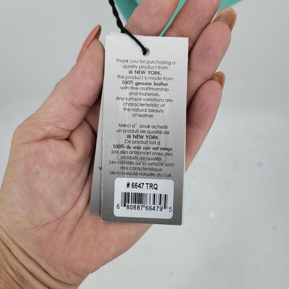 ILI New York Leather Crossbody Bag 6647 TRQ Adjustable Strap Mini Sac Mint Blue - Picture 5 of 13